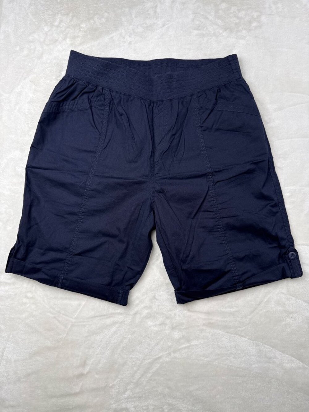 Briggs Womens Navy Elastic Waist Cargo Shorts Size S Lightweight